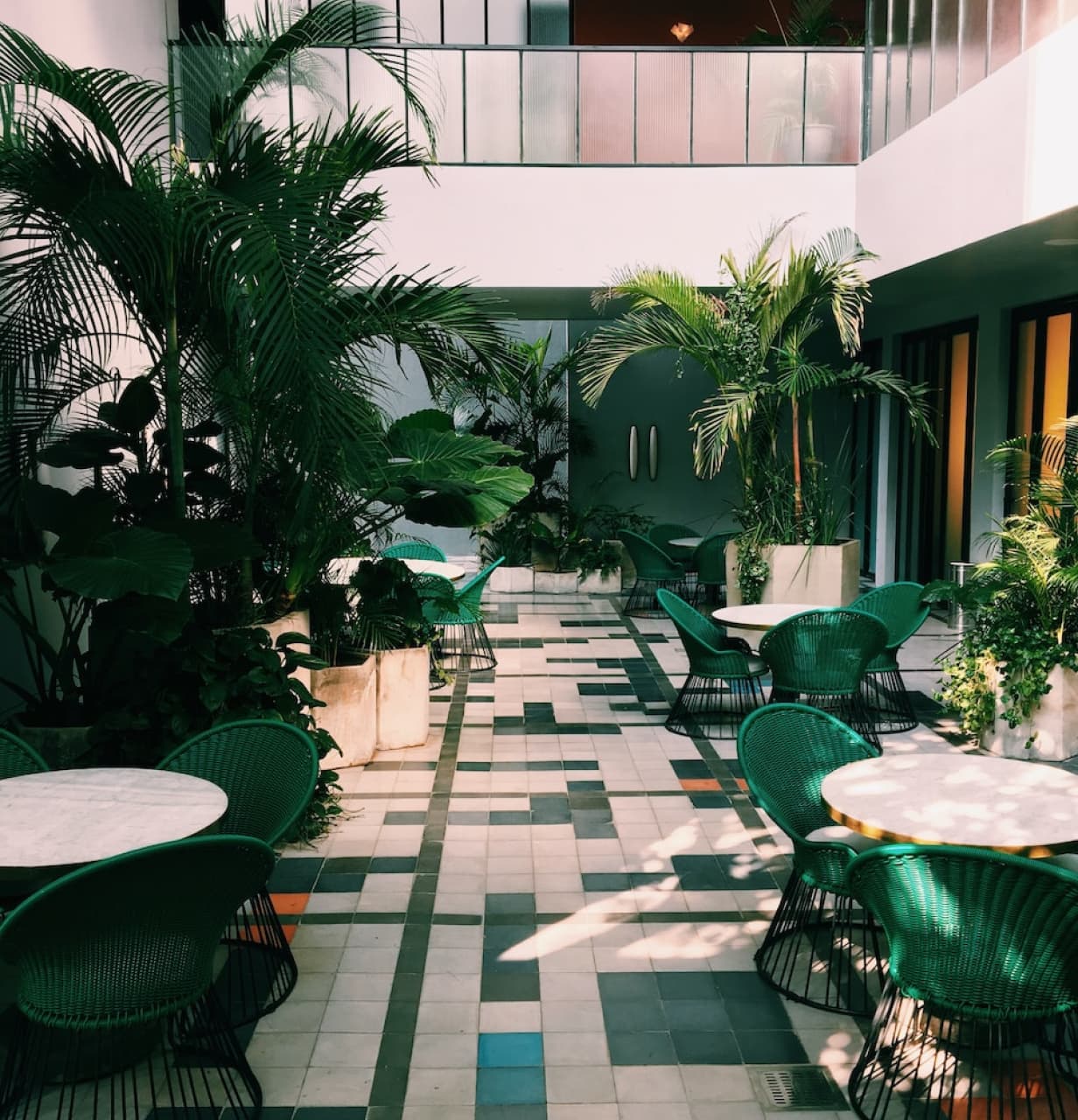 Lobby with green plants